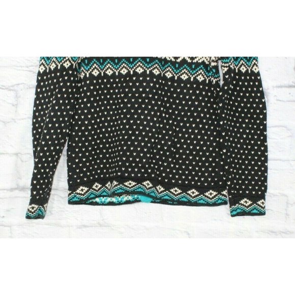 LL Bean Black Snowflakes Fair Cotton Button Down Nordic Sweater Size S - Picture 6 of 9